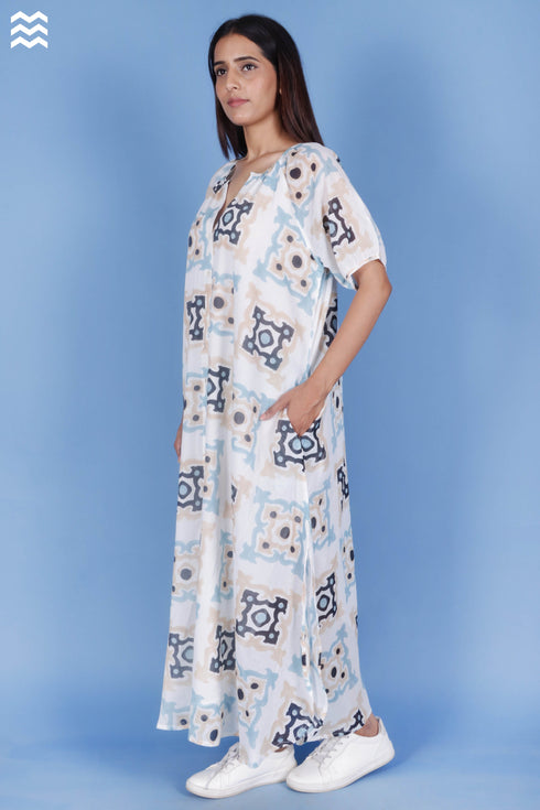 Mulmul Cotton Poiret Top In Block Print